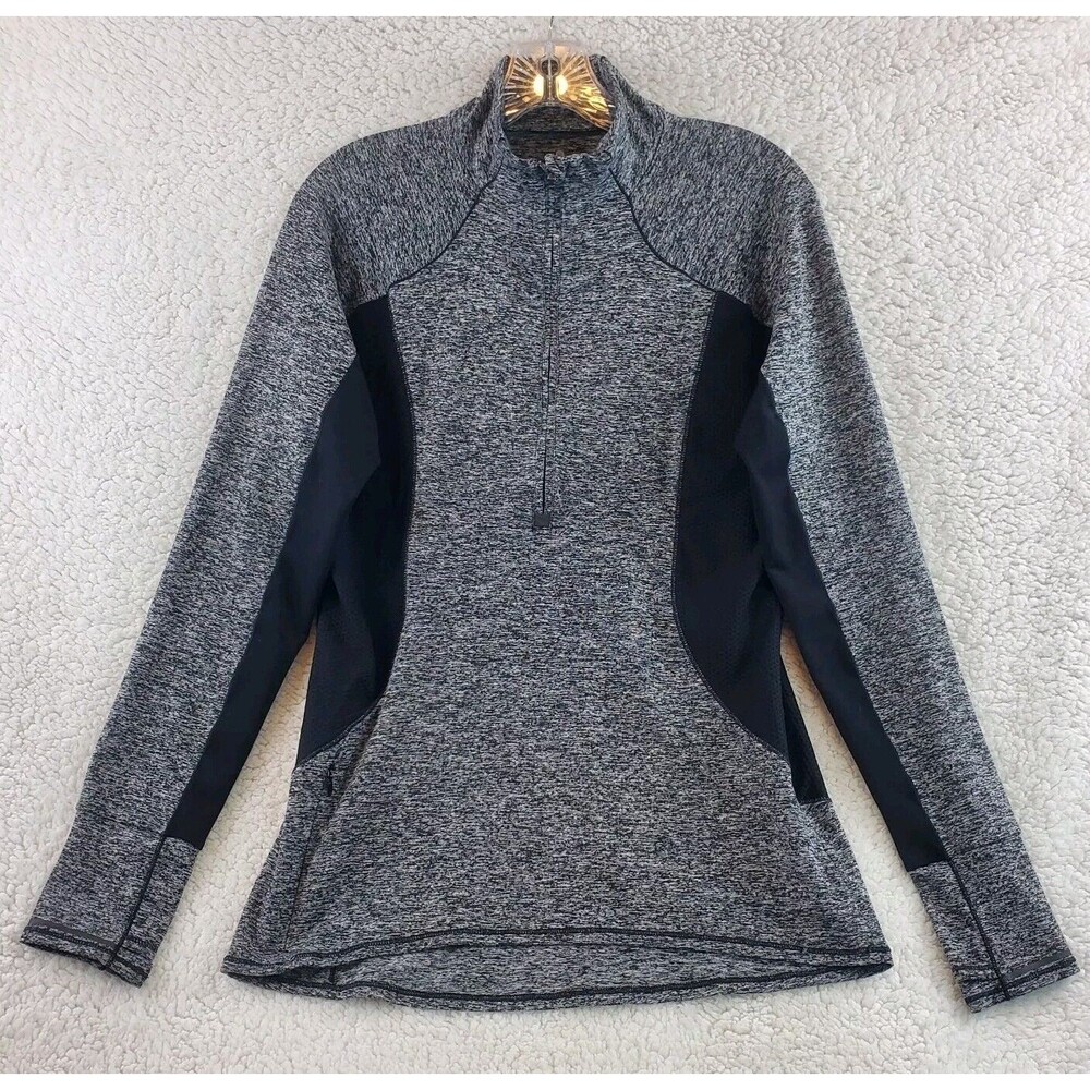 Athleta Sweater Black Colorblock Running Wild Half Zip Workout Athletic Top Sz M